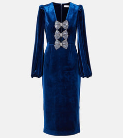 Rebecca Vallance Crystal-embellished velvet midi dress