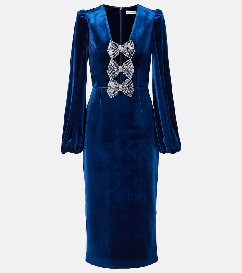 Rebecca Vallance Crystal-embellished velvet midi dress