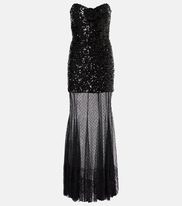 Rebecca Vallance Diana sequined mesh-trimmed gown | LYBSTORE