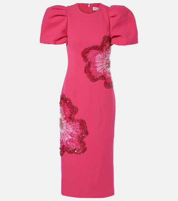 Rebecca Vallance Layana puff-sleeve embellished midi dress