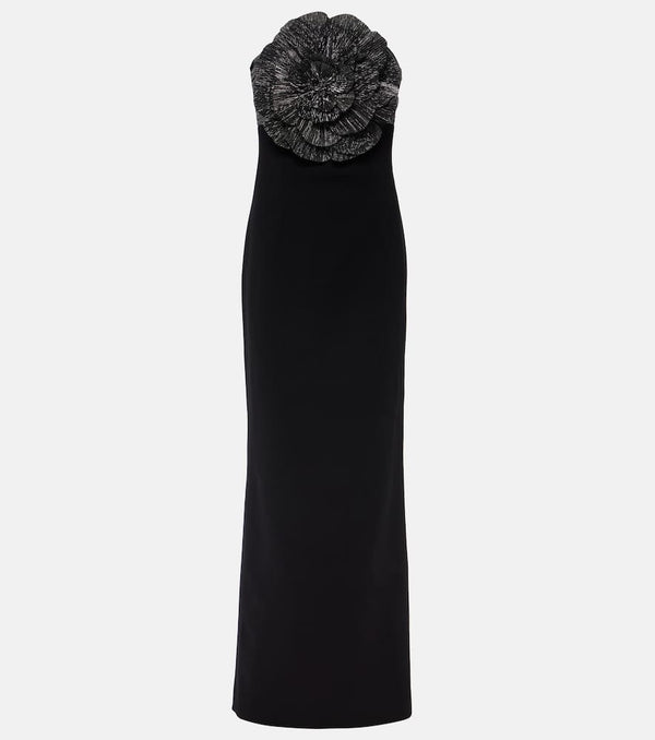 Rebecca Vallance Lumi floral lamé-trimmed gown