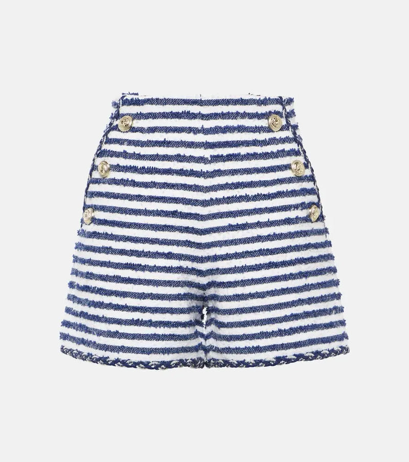 Rebecca Vallance Matteo high-rise bouclé shorts | LYBSTORE