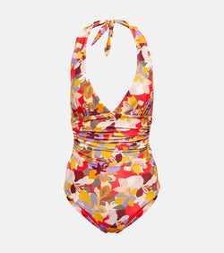 Rebecca Vallance Santiago printed halterneck swimsuit | LYBSTORE