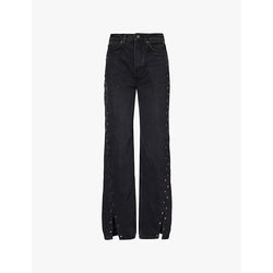 Reformation Cary high-rise straight-leg studded denim jeans