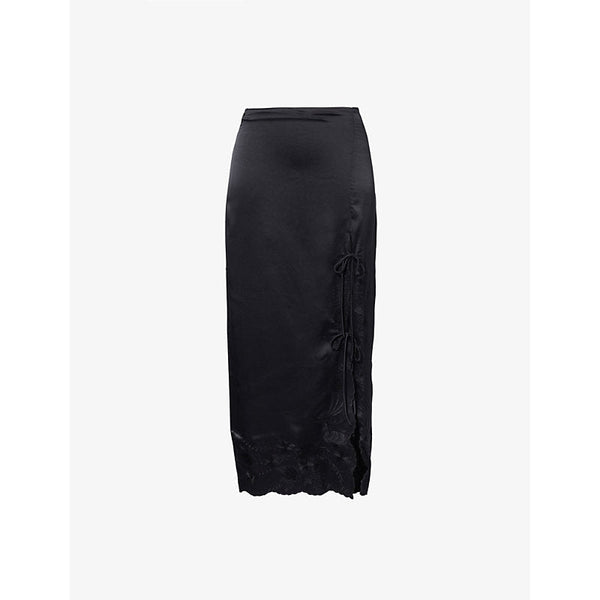 Womens Reformation Mira embroidered silk midi skirt