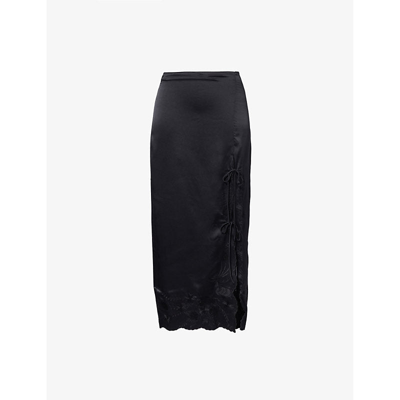 Womens Reformation Mira embroidered silk midi skirt