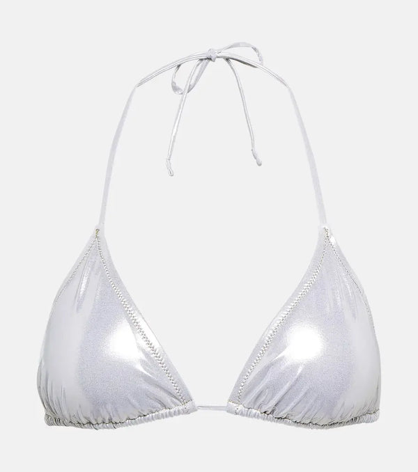 Reina Olga Love Triangle lamé bikini top | LYBSTORE