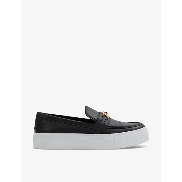 Reiss Adelina hardware-embellished low-top leather loafer trainers