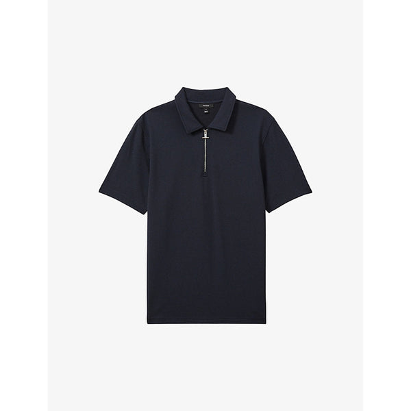 Mens Reiss Albany half-zip short-sleeve stretch-woven polo