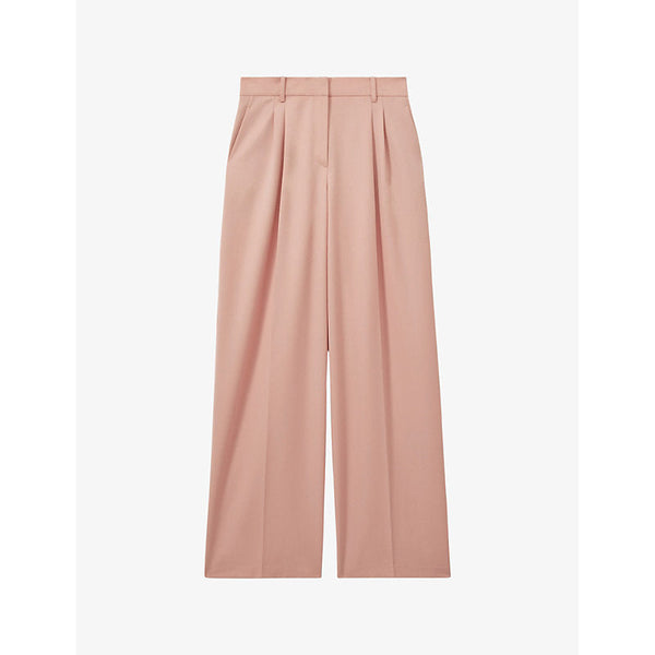 Womens Reiss Billie double-pleat wide-leg woven trousers