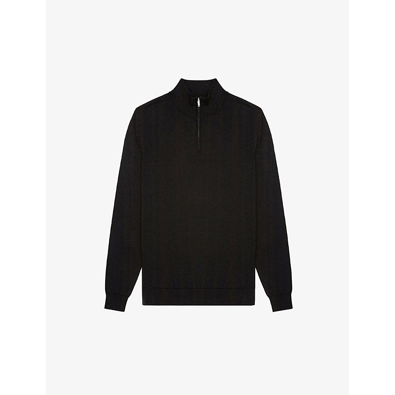 Mens Reiss Blackhall funnel-neck merino-wool jumper