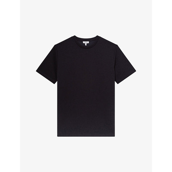 Mens Reiss Bradley stitched-trim stretch woven-blend T-shirt