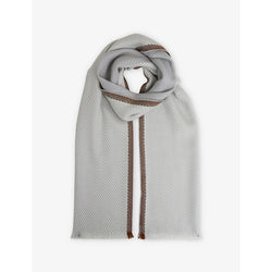 Womens Reiss Brand-embroidered herringbone wool scarf