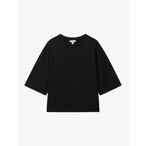 Womens Reiss Cassie cropped oversized cotton T-shirt