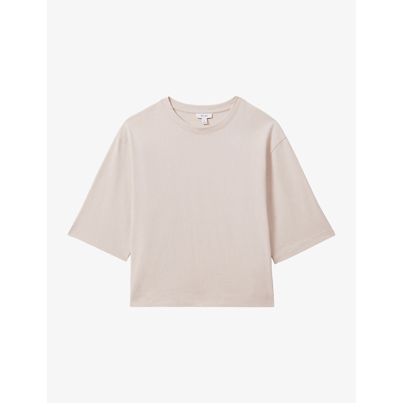 Womens Reiss Cassie cropped oversized cotton T-shirt