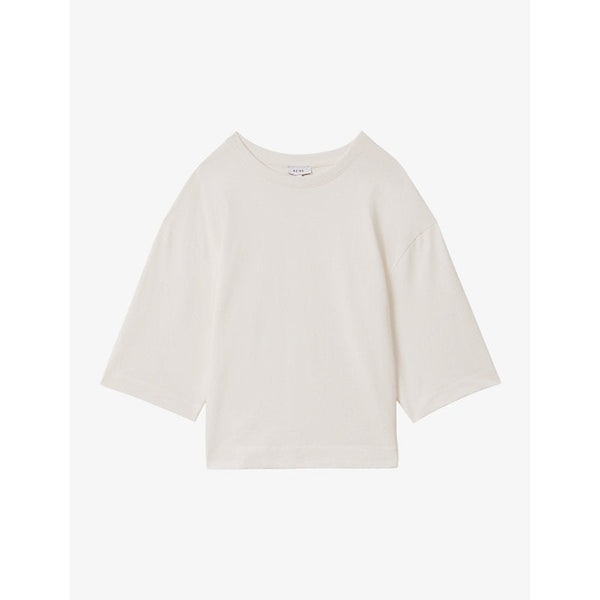 Womens Reiss Cassie cropped oversized cotton T-shirt