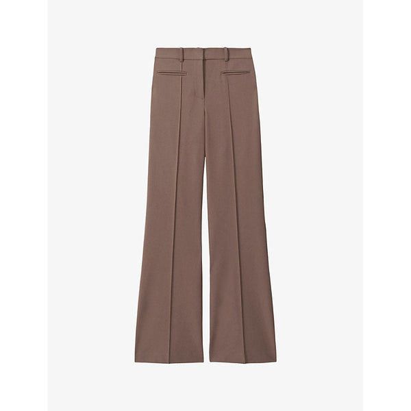 Womens Reiss Claude pinched-seam flared-leg high-rise stretch-woven trousers