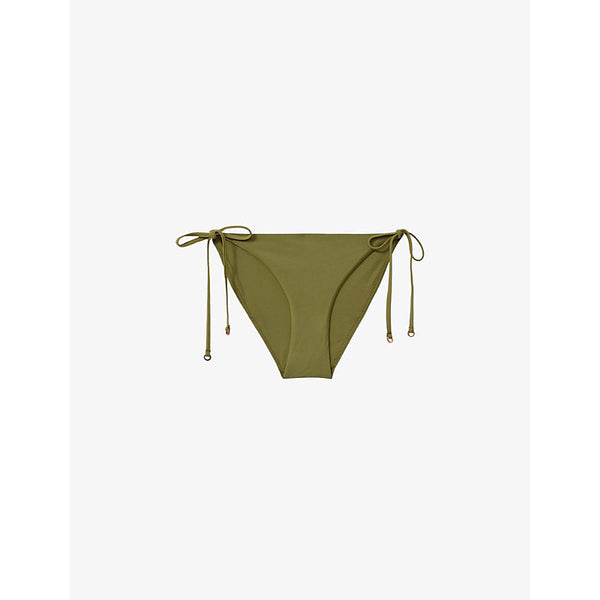 Womens Reiss Daniella side-tie mid-rise stretch-woven bikini bottoms