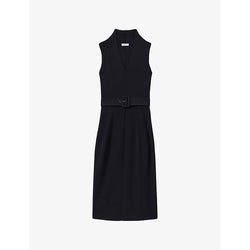 Womens Reiss Ella V-neck belted-waist cotton dress