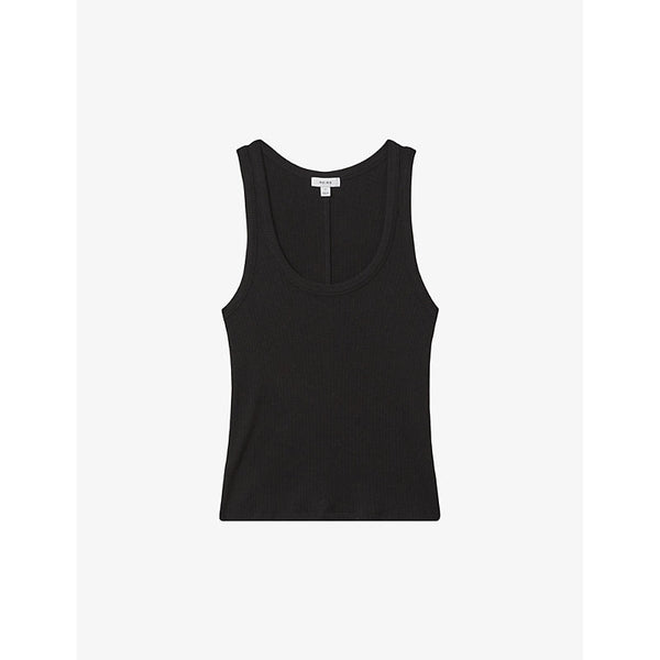 Womens Reiss Elle scoop-neck ribbed stretch-cotton vest top