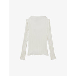 Womens Reiss Ember high-neck long-sleeve pleated woven top