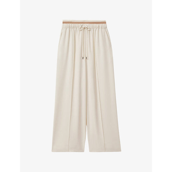 Womens Reiss Fleur elasticated-waist high-rise woven trousers