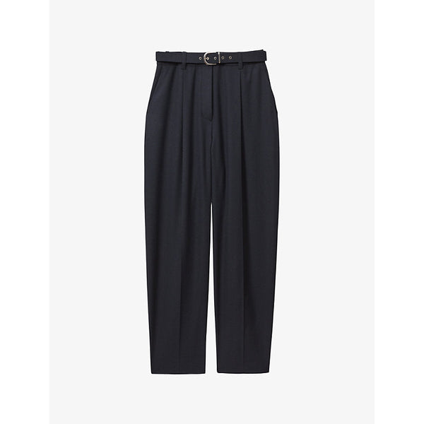 Womens Reiss Freja belted-waist high-rise stretch-woven trousers