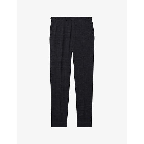 Mens Reiss Grace regular-fit checked stretch wool-blend trousers