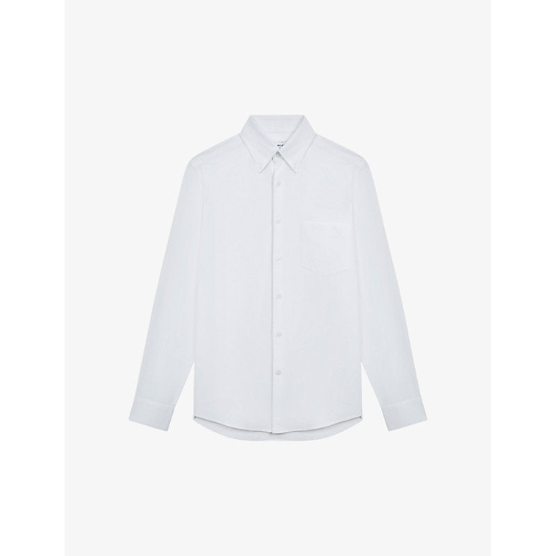 Mens Reiss Greenwich slim-fit long-sleeve cotton shirt