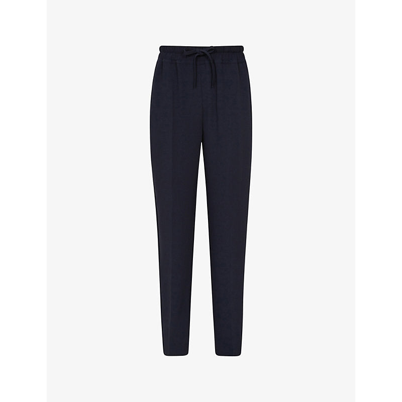 Womens Reiss Hailey drawstring-waist tapered-leg recycled polyester-blend trousers