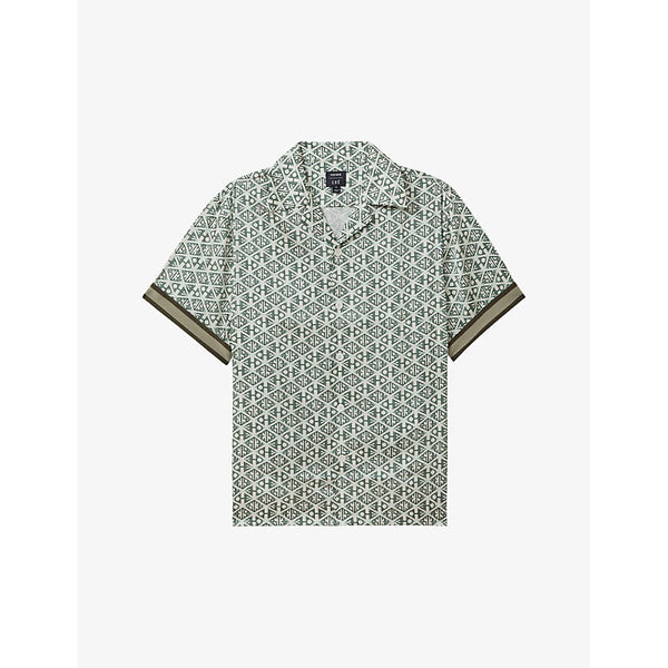 Mens Reiss Idra graphic-print short-sleeve woven shirt