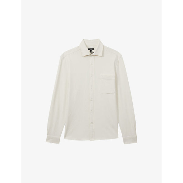 Mens Reiss Kappo long-sleeved cotton-twill overshirt