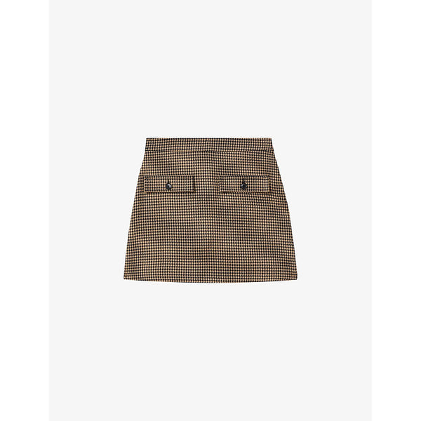 Womens Reiss Lena houndstooth-pattern woven mini skirt