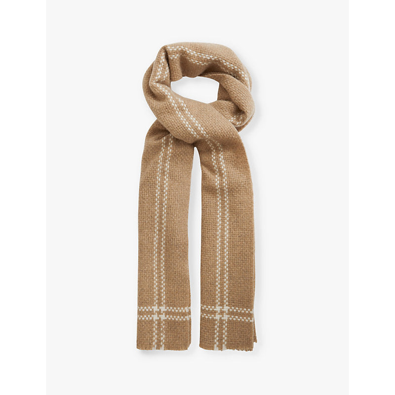 Reiss Liana checked wool and cashmere scarf