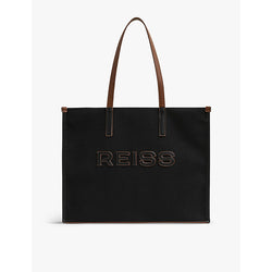 Reiss Lola brand-appliqué canvas tote bag | LYBSTORE