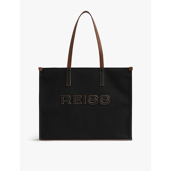 Reiss Lola brand-appliqué canvas tote bag | LYBSTORE