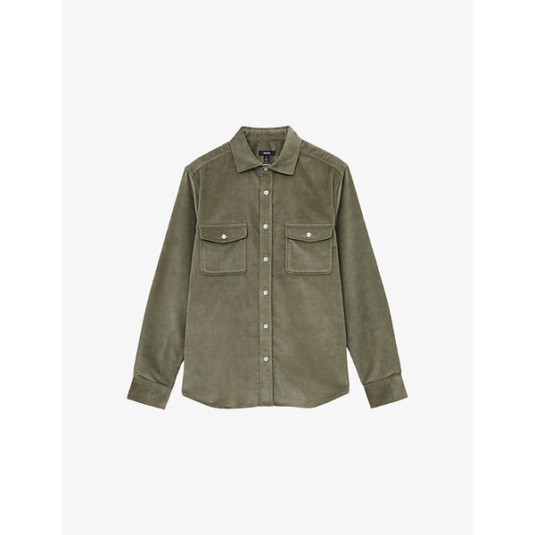 Reiss Long-sleeved chest-pocket corduroy overshirt