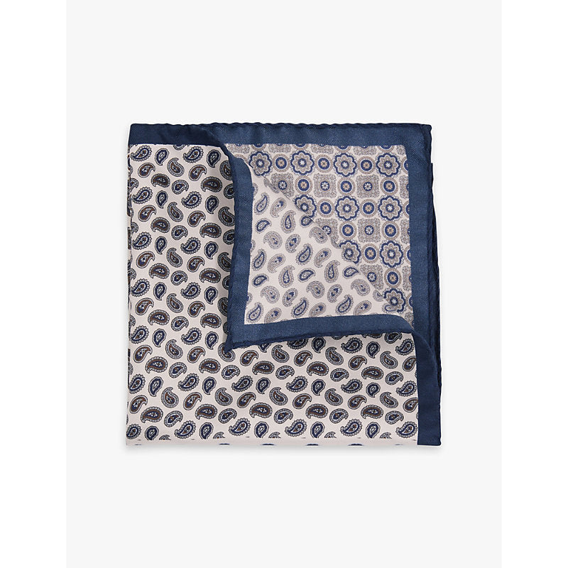  Reiss Lucca geometric-pattern silk pocket square