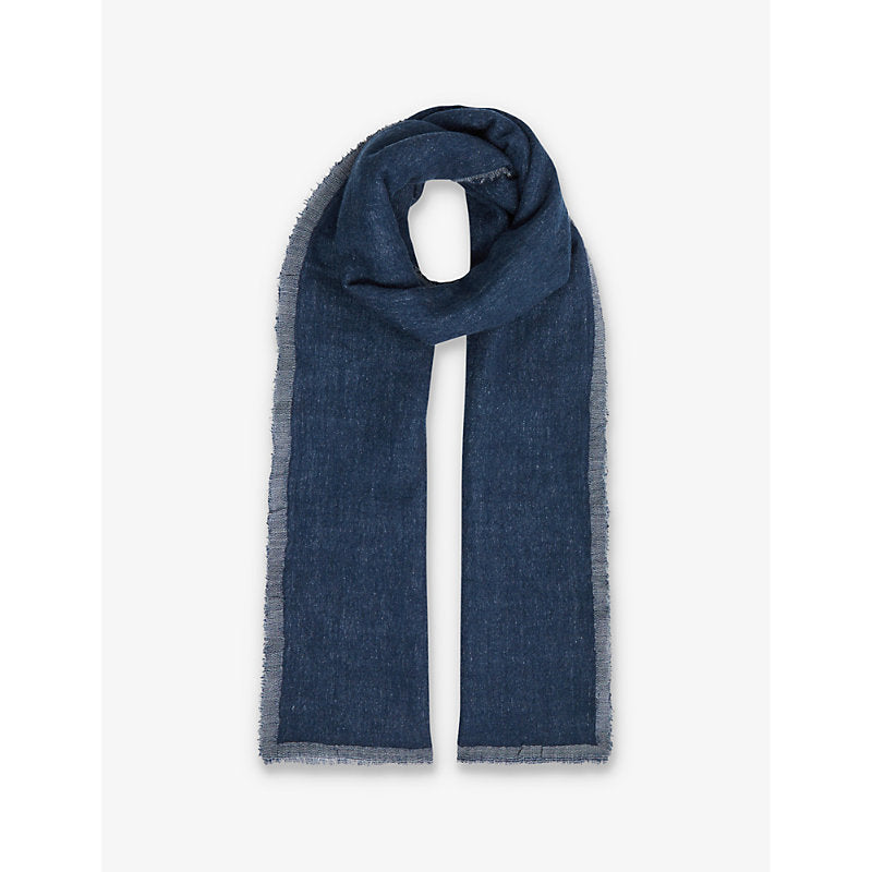 Reiss Mae frayed-trim wool scarf