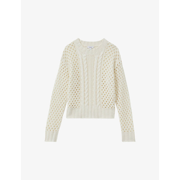 Womens Reiss Marie boxy-fit cable-knit wool and cashmere-blend jumper