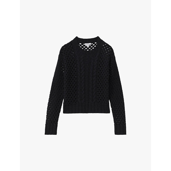 Womens Reiss Marie boxy-fit cable-knit wool and cashmere-blend jumper