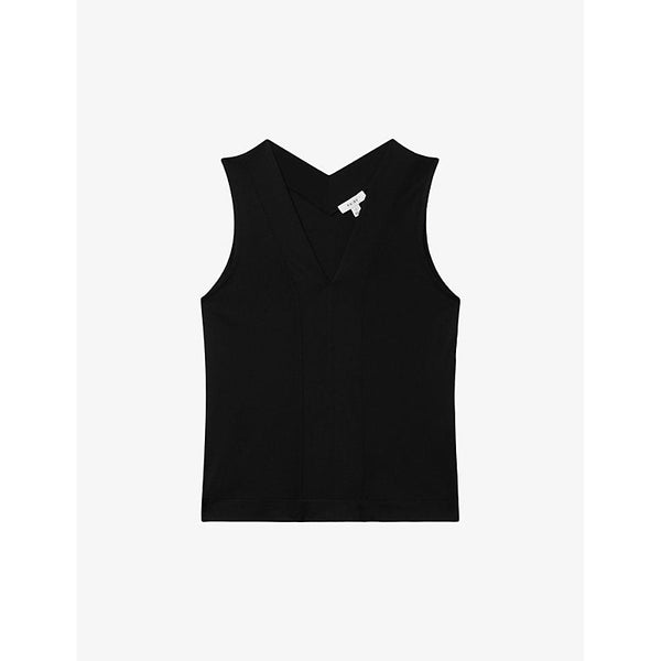 Reiss Mira V-neck sleeveless woven top | LYBSTORE