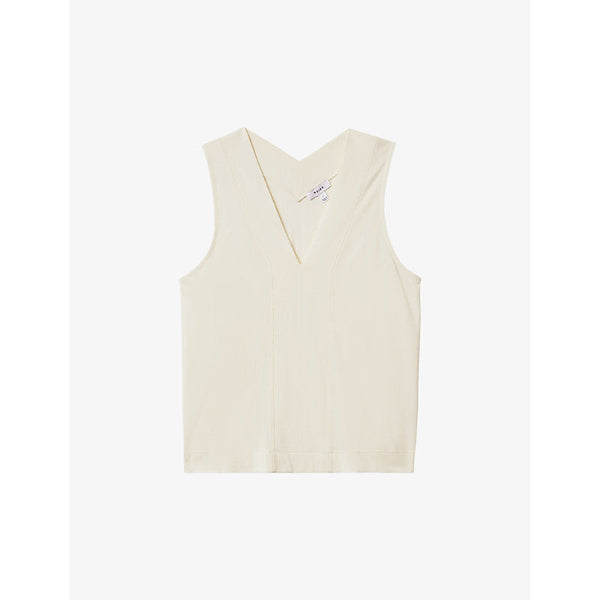 Reiss Mira V-neck sleeveless woven top | LYBSTORE