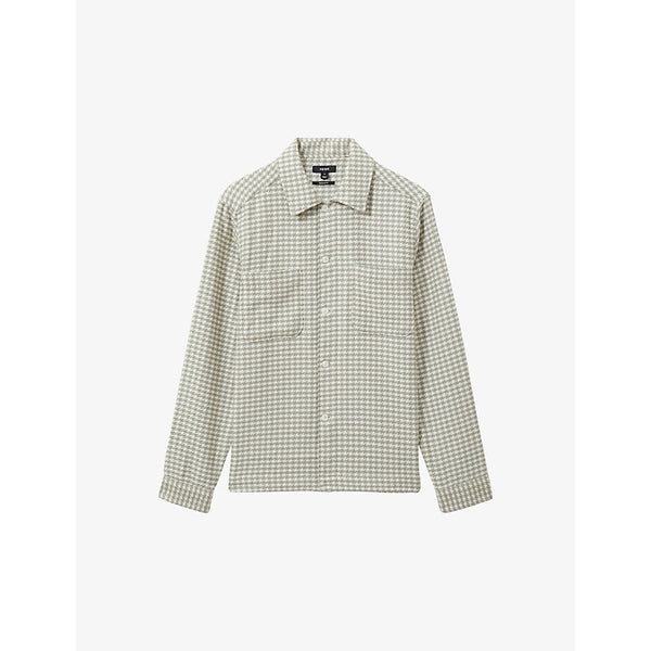 Mens Reiss Naqua regular-fit dogtooth stretch-woven overshirt