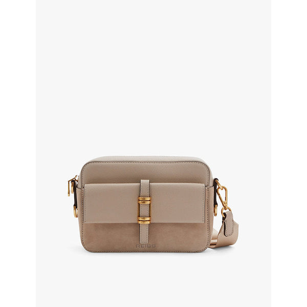 Reiss Orla door-knocker suede camera bag | LYBSTORE