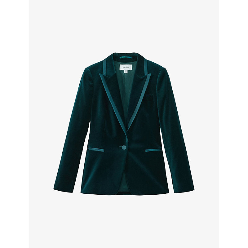 Womens Reiss Parisa peak-lapel single-breasted velvet blazer