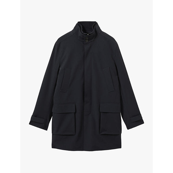 Mens Reiss Player funnel-neck mid-length hybrid coat