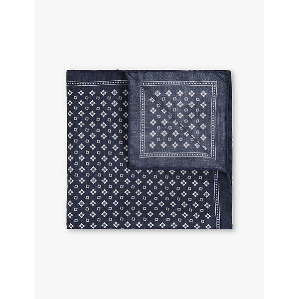  Reiss Pulcino medallion-print reversible silk pocket square