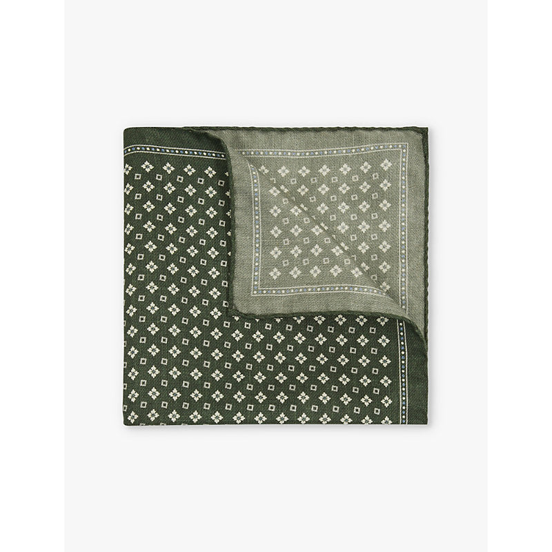  Reiss Pulcino medallion-print reversible silk pocket square