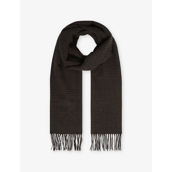 Mens Reiss Sanders Prince Of Wales check-pattern wool and cashmere scarf